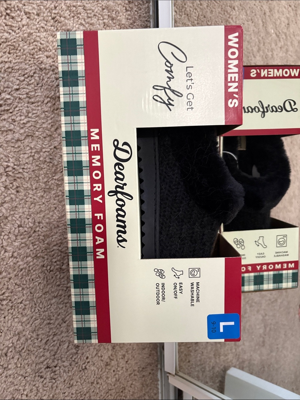 dearfoams Black Women's Memory Foam Slippers